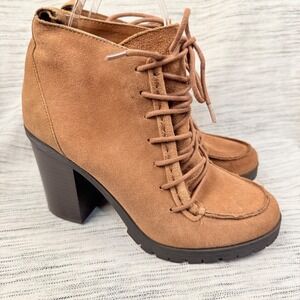 Circus by‎ Sam Edelman Denver Suede Lace Up Heeled Bootie Size 7 Boho Festival